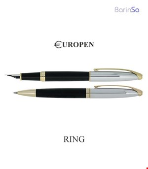 خودکار- خودنویس یوروپن مدل رینگ (مشکی-کروم-طلایی) 1