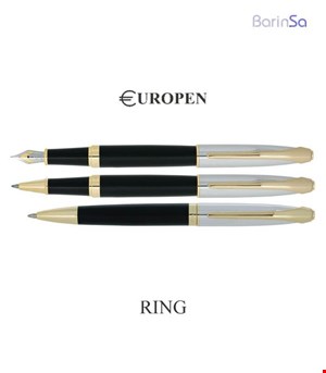 خودکار- روان نویس- خودنویس یوروپن مدل رینگ (مشکی- کروم- طلایی) 1