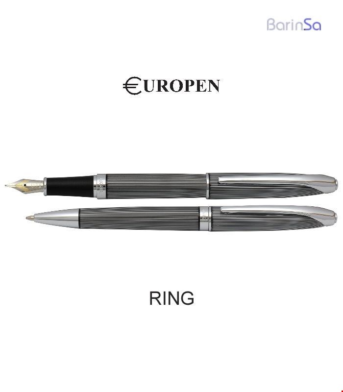 خودکار- روان نویس- خودنویس یوروپن مدل رینگ (مشکی- کروم راه راه) Europen bp-fp-rp RING