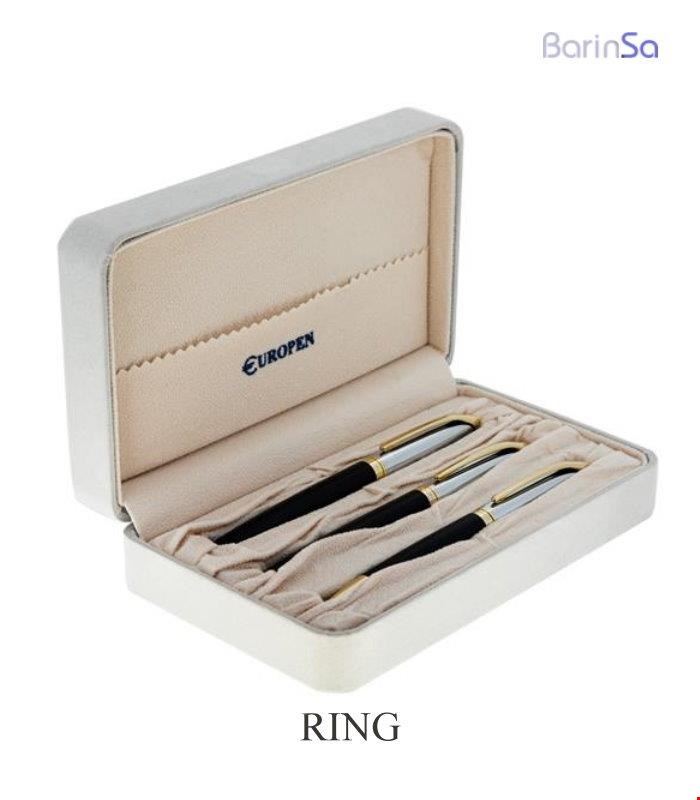 خودکار- روان نویس- خودنویس یوروپن مدل رینگ (مشکی-کروم-طلایی) Eruopen bp-rp-fp RING